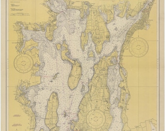 Narragansett Bay Map 1945 - Nautical Chart Print
