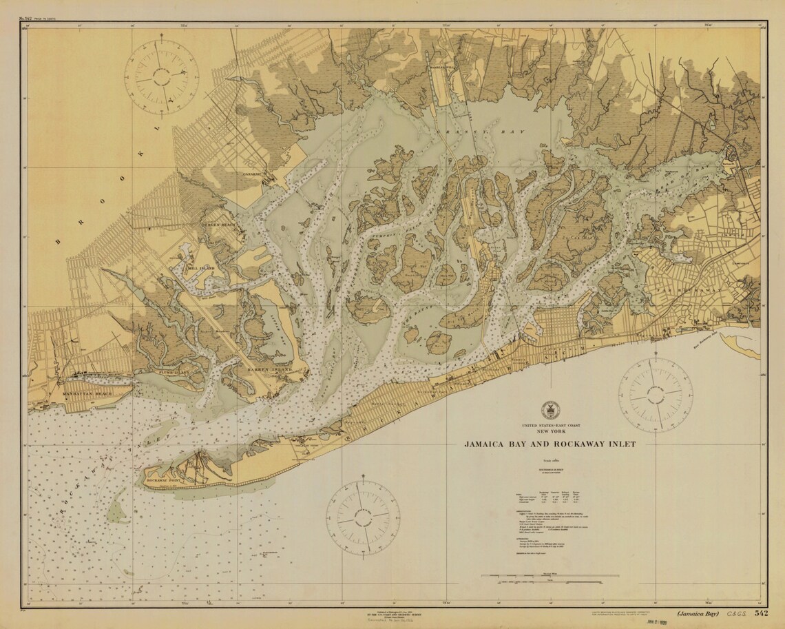Jamaica Bay Map & Rockaway Inlet New York 1926 Historical Etsy