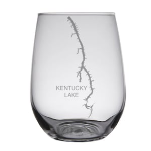 Kentucky Lake (KY) Map Engraved Glasses