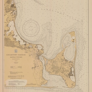 Edgartown Harbor Map Martha's Vineyard 1927 Nautical Chart Print image 1