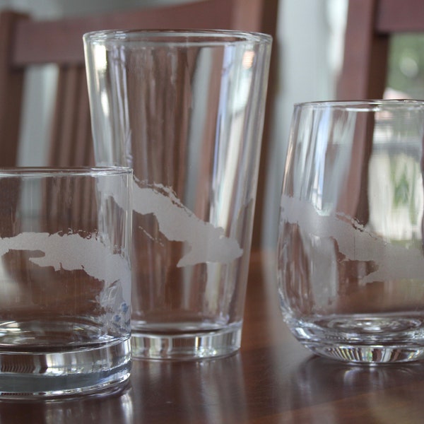 Cuba Map Engraved Glasses