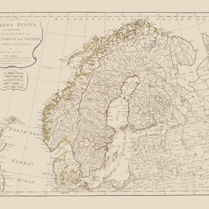Carte du Danemark, de la Norvège et de la Suède 1789