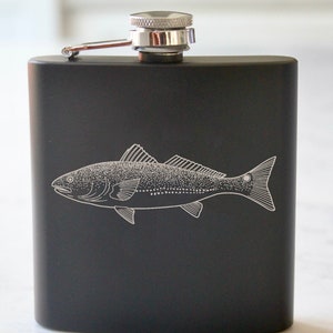 Redfish Engraved Stainless Steel Flask - 6 oz