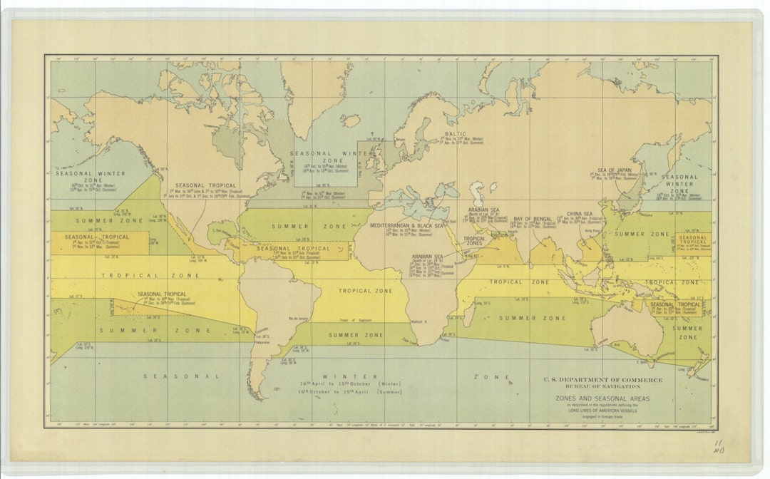 World Map of Seasonal Zones & Areas Etsy