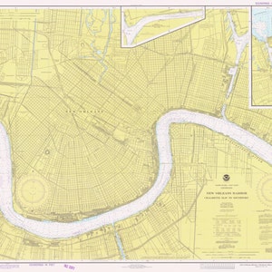 Mapa del puerto de Nueva Orleans - Carta histórica de Luisiana 1977 - Impresión de la carta náutica