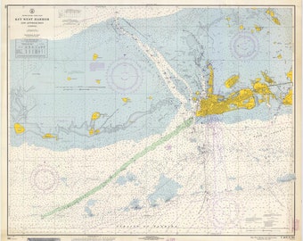 Key West Harbor and Approaches Map - 1967 - Nautical Chart Print