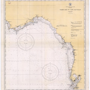 Tampa Bay naar Cape San Blas Historische Kaart 1933 - Nautical Chart Print