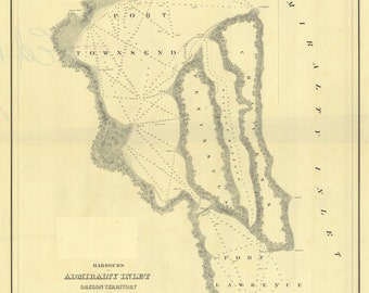 Mapa histórico de Admiralty Inlet, Territorio de Oregón, 1841 - Impresión de carta náutica