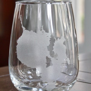 Sebago Lake Maine Map Engraved Glasses