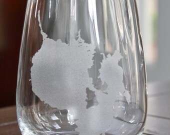 Sebago Lake Maine Map Engraved Glasses