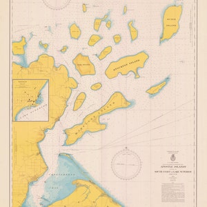 Îles Apostle - Carte historique du lac Supérieur 1948 - Carte nautique Imprimer