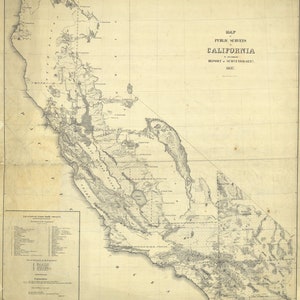 California Map 1857 - Nautical Chart Print