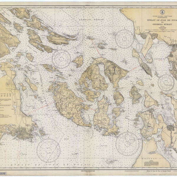 San Juan Islands Map - 1933 - Nautical Chart Print