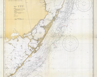 Fowey Rocks to Alligator Reef Map 1933 - Nautical Chart Print