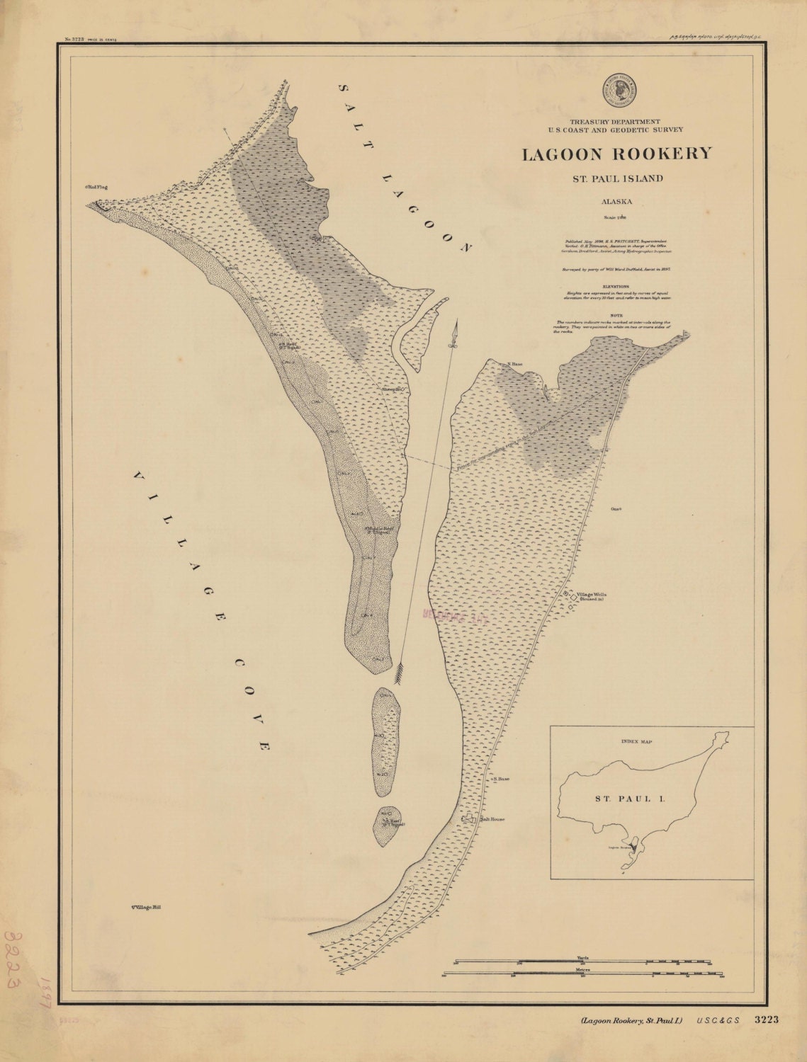 Lake Rookley Map Lagoon Rookery - St. Paul Island Alaska Map 1898 - Nautical Chart Print ...