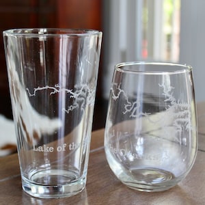 Verres gravés carte du lac des Ozarks