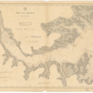 Neuse Fluss Historische Karte 1886 - Seekarte Druck