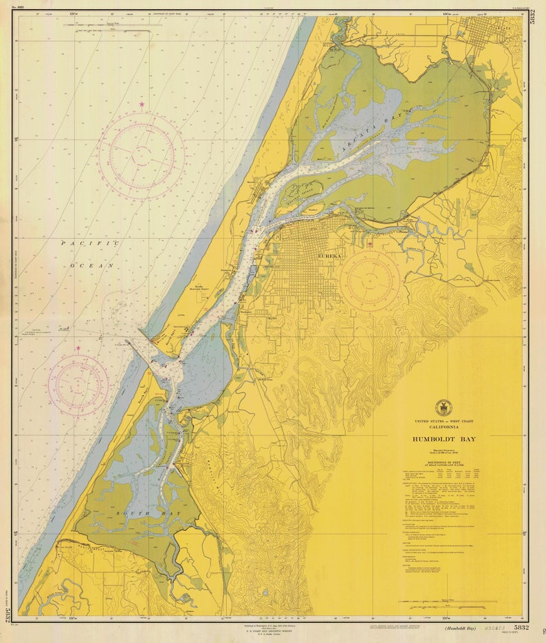 Humboldt Bay Map 1954 Etsy