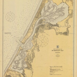 Humbold Bay Kalifornien Historische Karte 1921 - Seekarte Druck