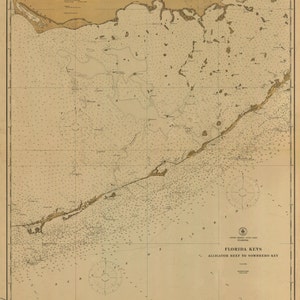 Kaart Florida Keys 1921: nautische kaart afdrukken
