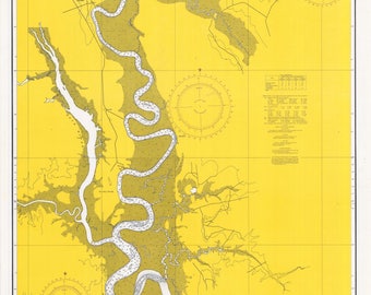 Cooper River Map - South Carolina Historical Chart 1970 - Nautical Chart Print