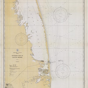 Mapa de Laguna Madre y Río Grande 1933 - Impresión de carta náutica