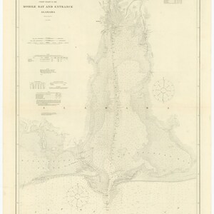 Mobile Bay Karte - Alabama 1917 - Seekarte Druck