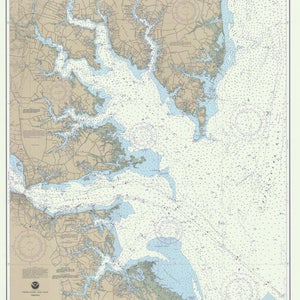 Chesapeake Bay - Mobjack Bay Mappa 1989 - Stampa carta nautica