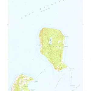 Nord Manitou Insel Topographische Karte 1956 - Seekarte Druck