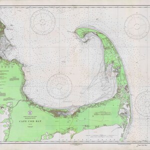 Carte de Cape Cod 1933 (vert lime) - Carte nautique Imprimer