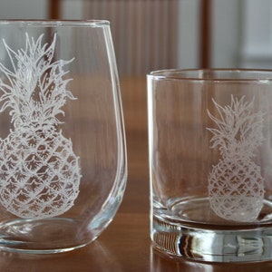 Pineapple Engraved Glasses