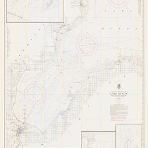 Lake Huron Map - Saginaw Bay Map 1961 - Nautical Chart Print