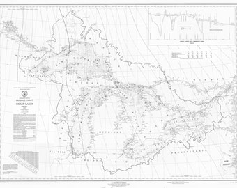 Great Lakes Map 1972 (B&W) - Nautical Chart Print
