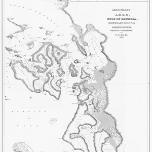 San Juan Islands Map - Gulf of Georgia Historical Map - 1841 - Nautical Chart Print