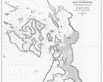 Mapa das Ilhas San Juan - Mapa Histórico do Golfo da Geórgia - 1841 - Impressão de Carta Náutica
