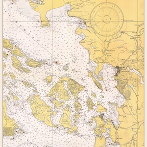 Islas San Juan 1941 - Desde Boundary Bay hasta Whidbey Island - Impresión de carta náutica