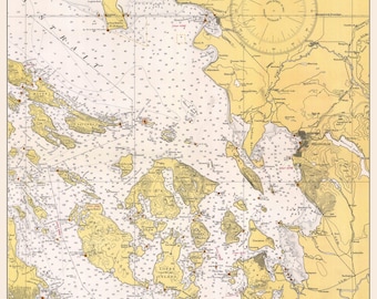 Ilhas San Juan 1941 - Baía Boundary até a Ilha Whidbey - Impressão de Carta Náutica