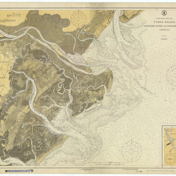 Tybee Island Map Etsy