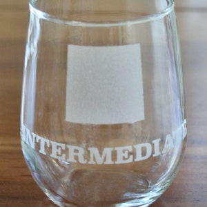 Ski Trail Symbol Engraved Glass - Intermediate Skier - Blue Ski Trail