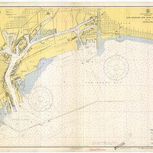 Los Ángeles y Long Beach Harbor 1942 - Impresión de cartas náuticas