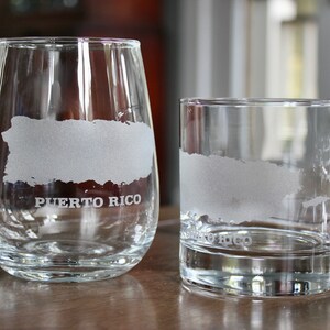 Puerto Rico Map Engraved Glasses
