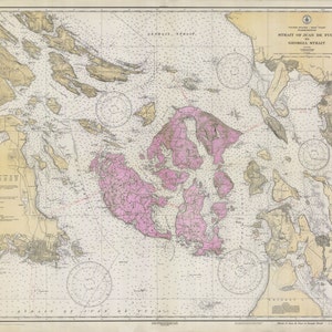 Mapa de las Islas San Juan - 1933 (Rosa) - Impresión de cartas náuticas