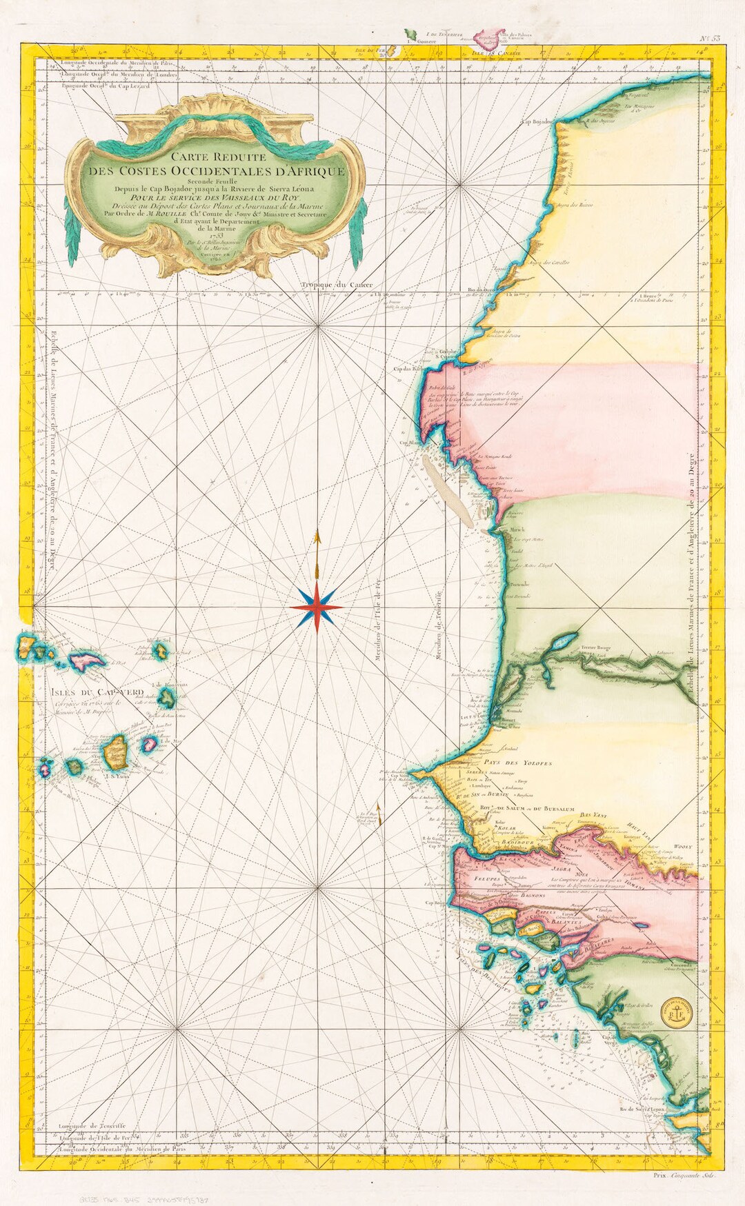 Cape Verde Islands Map - 1753 - Etsy