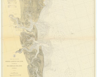 Kaart van Sapelo-eiland naar Amelia-eiland 1922 - nautische kaart afdrukken
