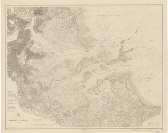 Boston Harbor Historical Map 1915 - Nautical Chart Print