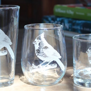 Cardinal Engraved  Glasses