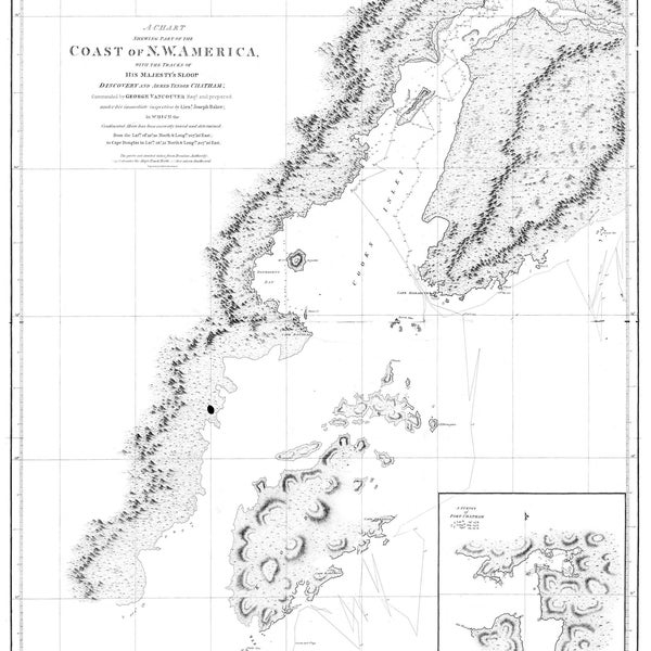 Coast of Northwestern America Map - Prince William Sound - Nautical Chart Print