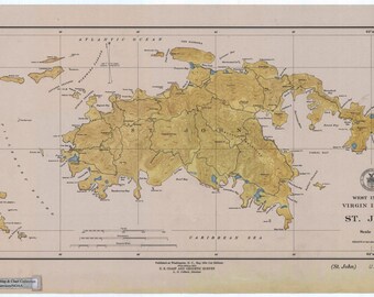 St. John Map - USVI Historical Chart 1948 (wholesale listing) - Nautical Chart Print
