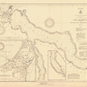 Lake Charlevoix Map 1931 - Nautical Chart Print