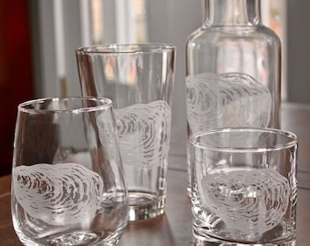 Oyster Engraved Glasses